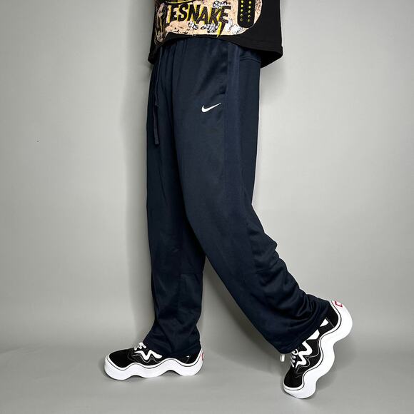 Nike Sweatpants Navy Blue Polyester White Swoosh Relaxed Fit